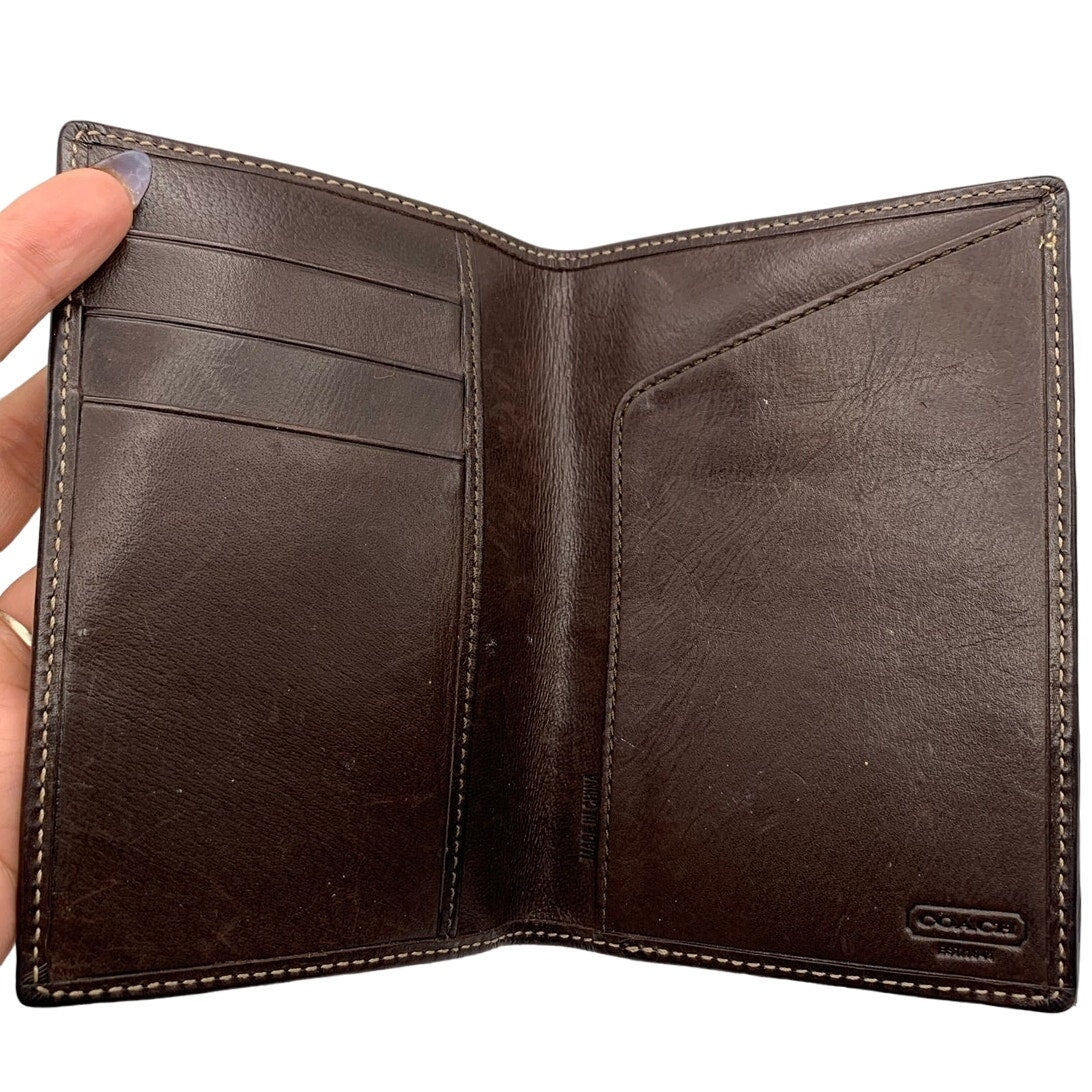 COACH Brown Signature Passport Holder