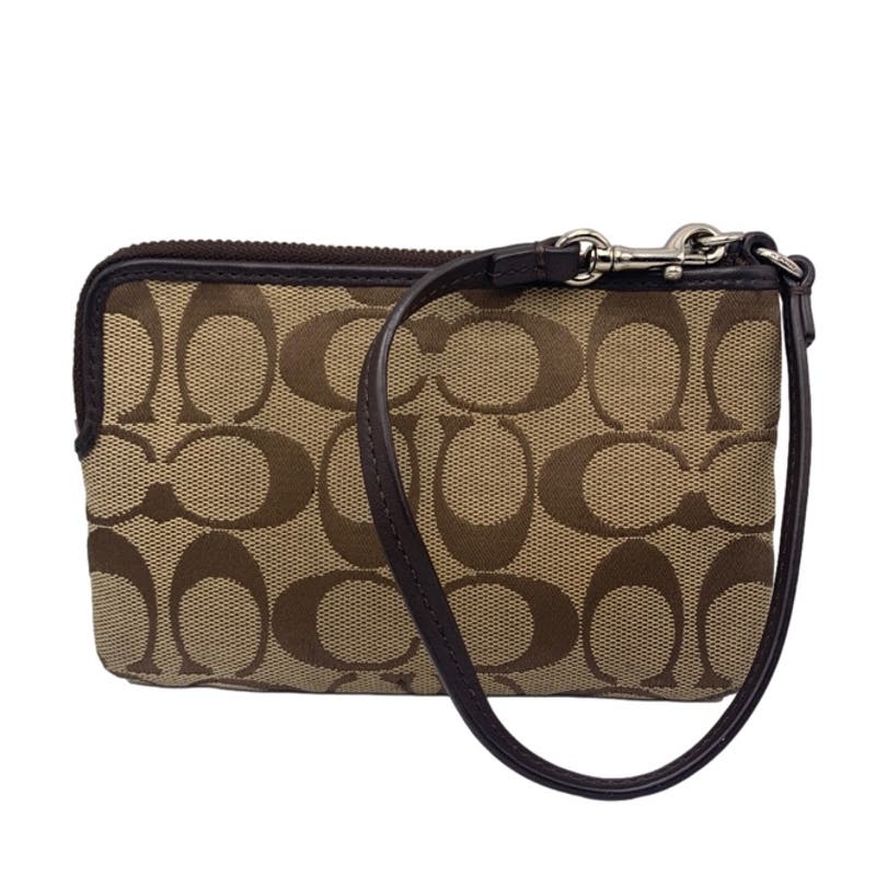 COACH Brown Signature Canvas Wristlet