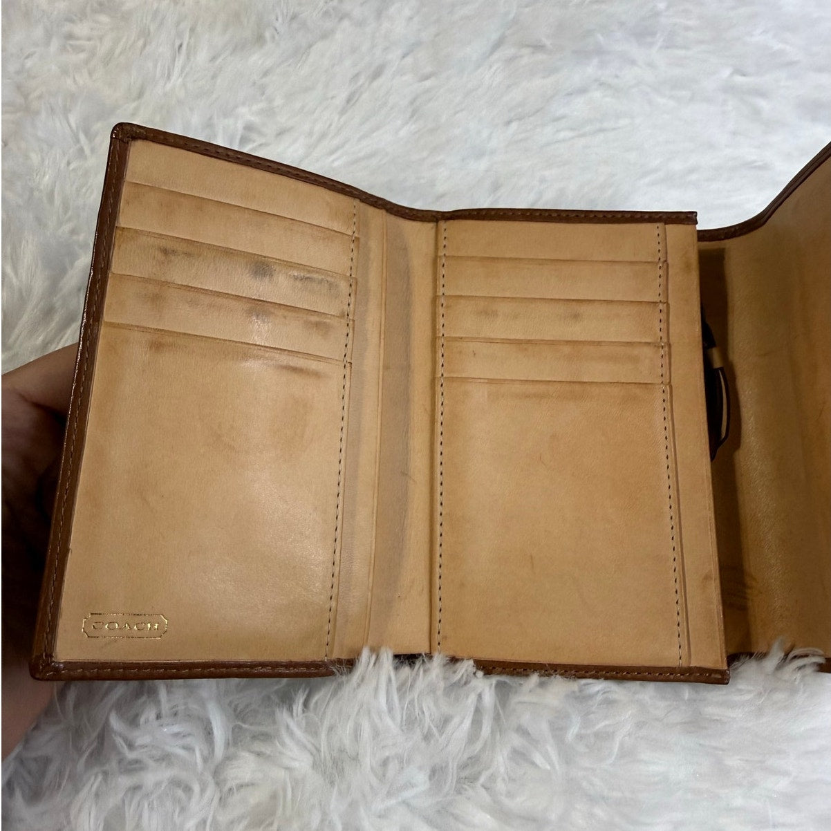 y2k Coach Stripe Signature Denim Turnlock Bifold Wallet