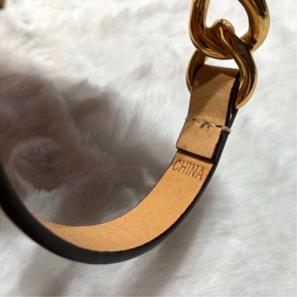 Coach Gold Chain Leather Bracelet
