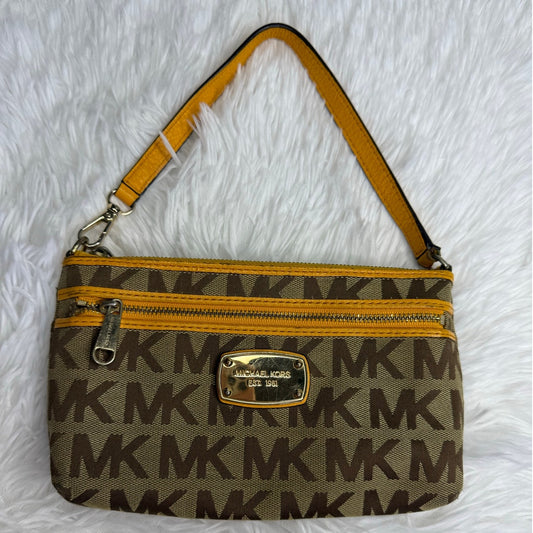 Michael Kors Brown Yellow Mini Purse Wristlet