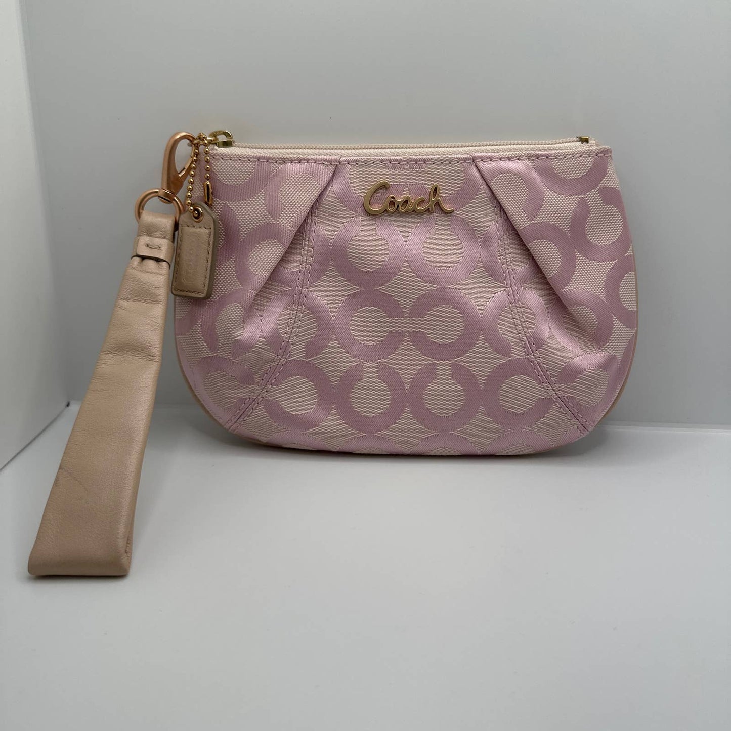 COACH Pink Signature Canvas Wristlet