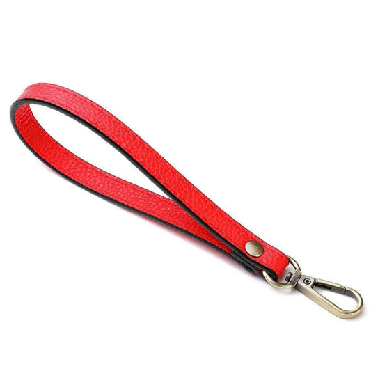 Red and Silver Wrist Strap Purse Bag Strap 20CM PU Leather Handles