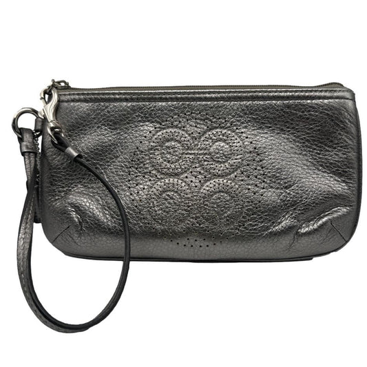 COACH Metallic Silver Wristlet