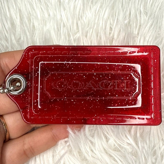 3" COACH Red Poppy Fob Bag Charm Hang tag Hangtag