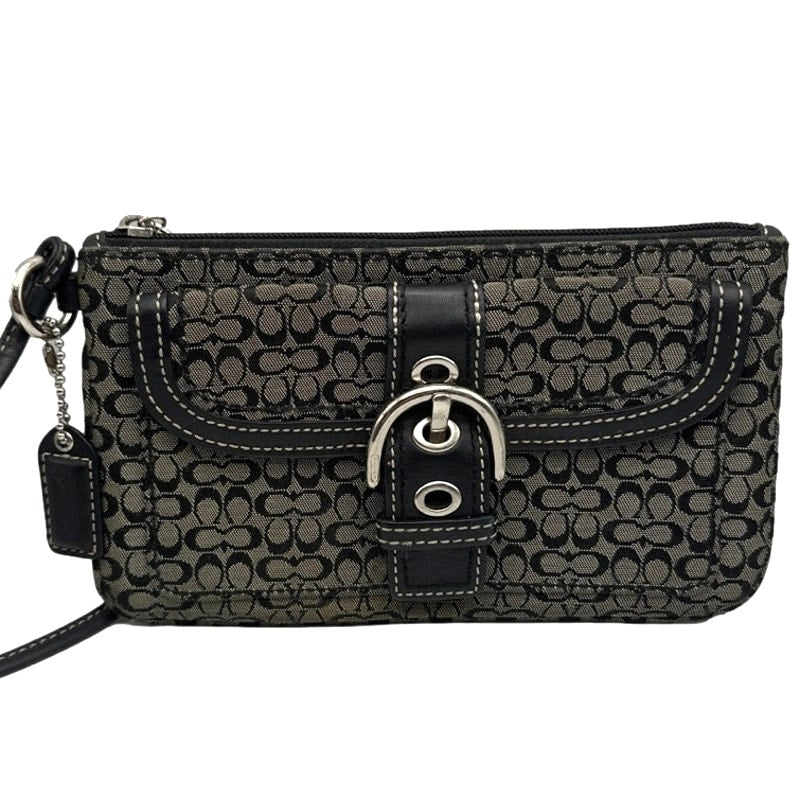 y2k COACH Buckle Soho Black Gray Signature Canvas Wristlet