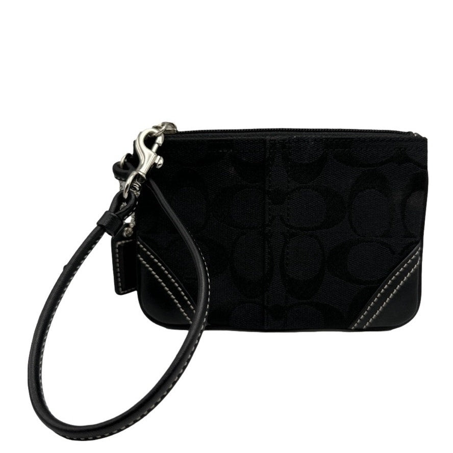 COACH Black Signature Canvas Wristlet