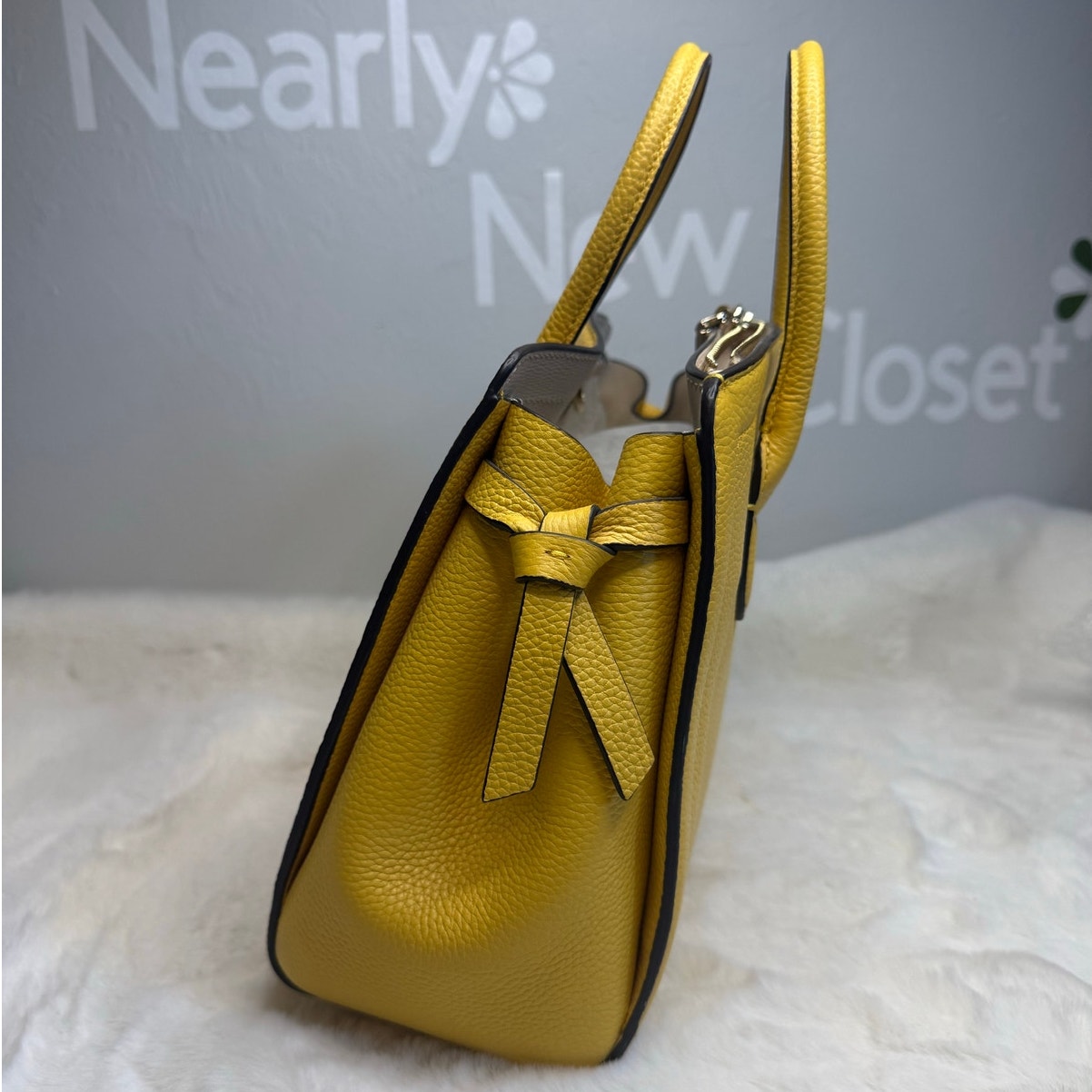 SALE Kate Spade Knott Medium Pebble Leather Satchel Morning Yellow