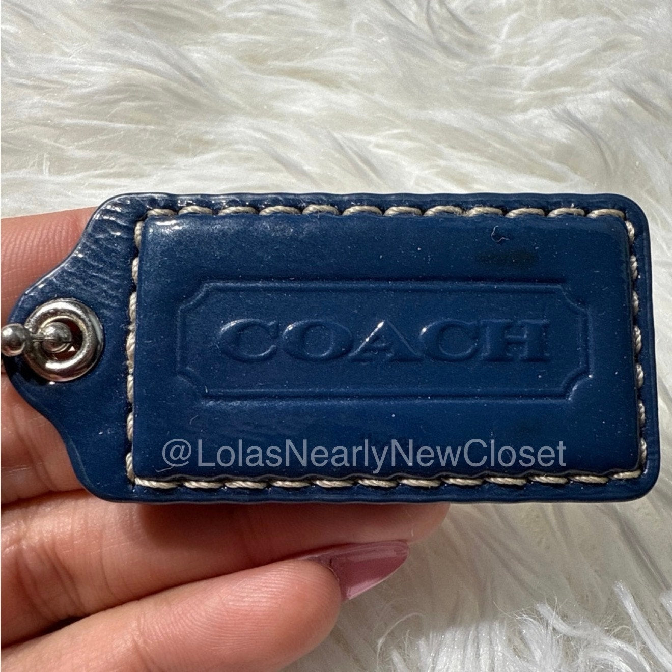 2” COACH Blue Fob Bag Charm Hang tag Hangtag