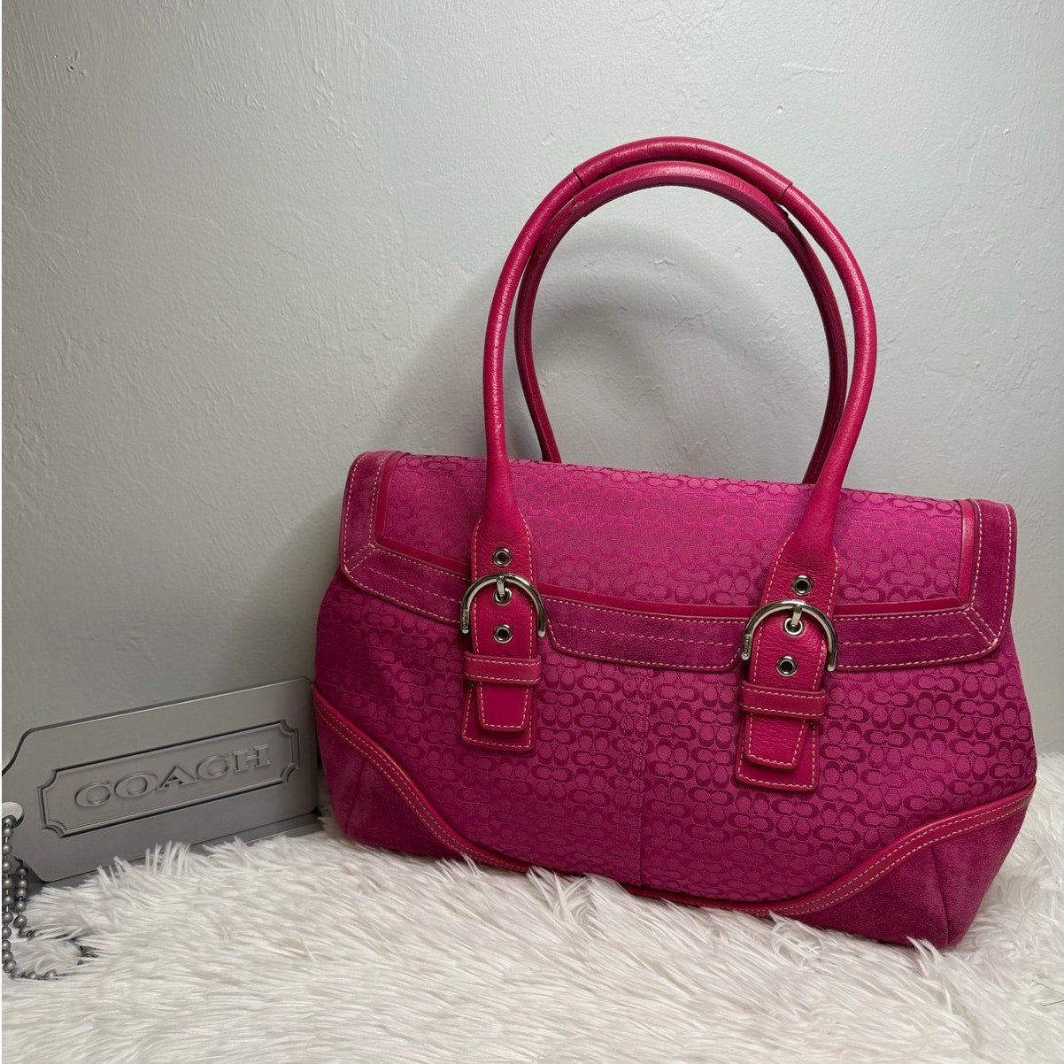 y2k COACH Vintage 2004 Pink Hampton SOHO Flap Satchel