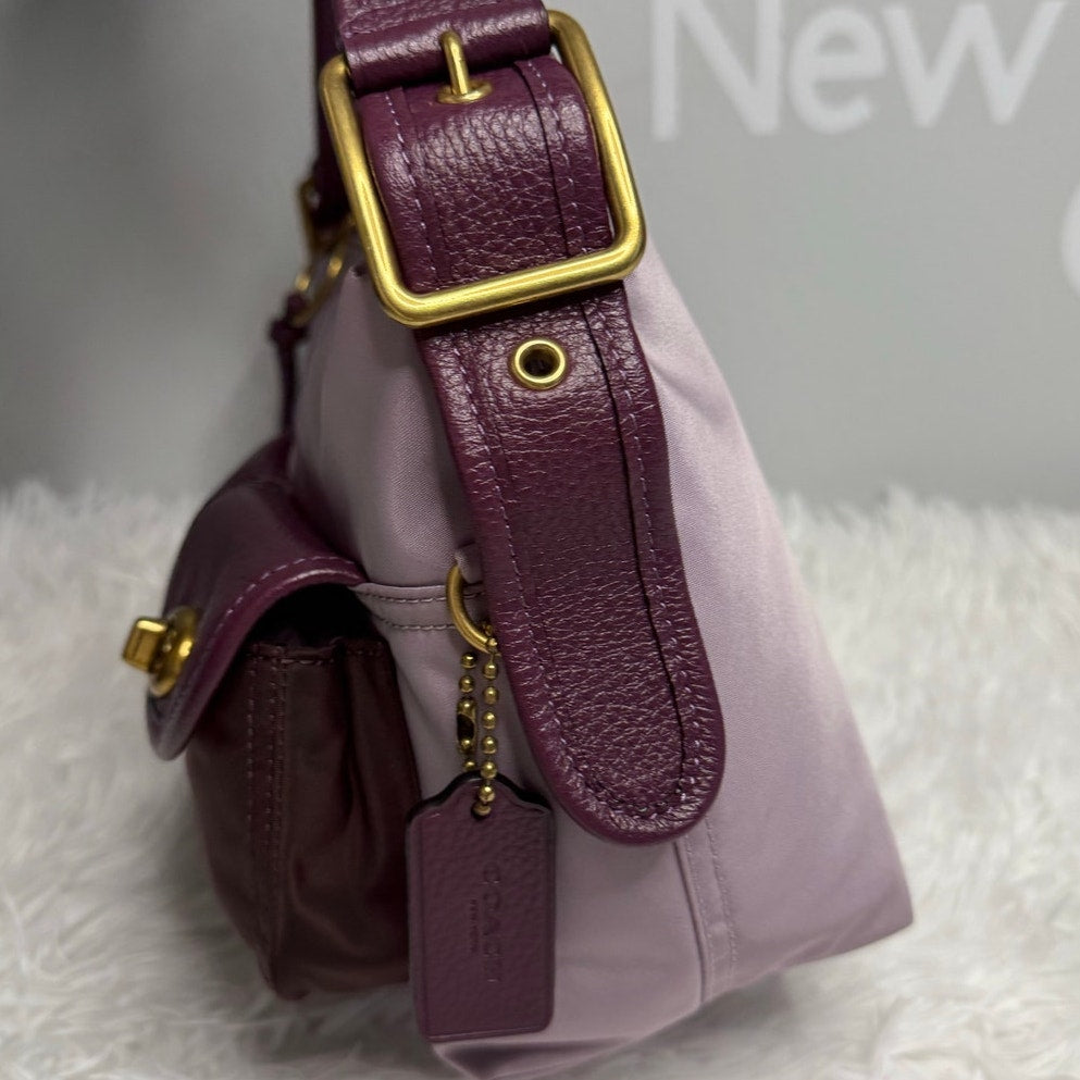 COACH Cargo Shoulder Bag Purple In Colorblock 91741