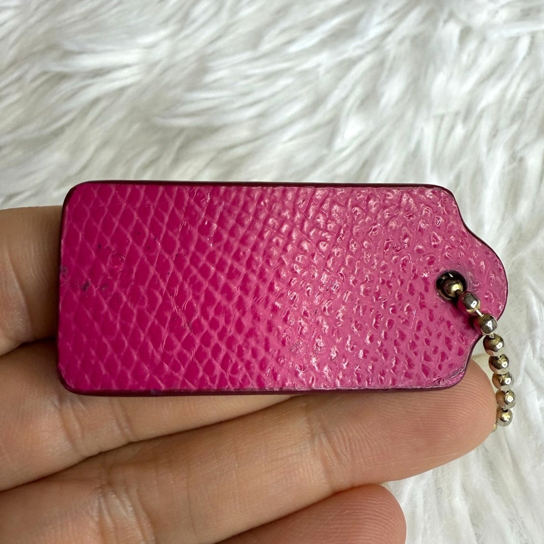 1.5" COACH Fuchsia Fob Bag Charm Hang tag Hangtag