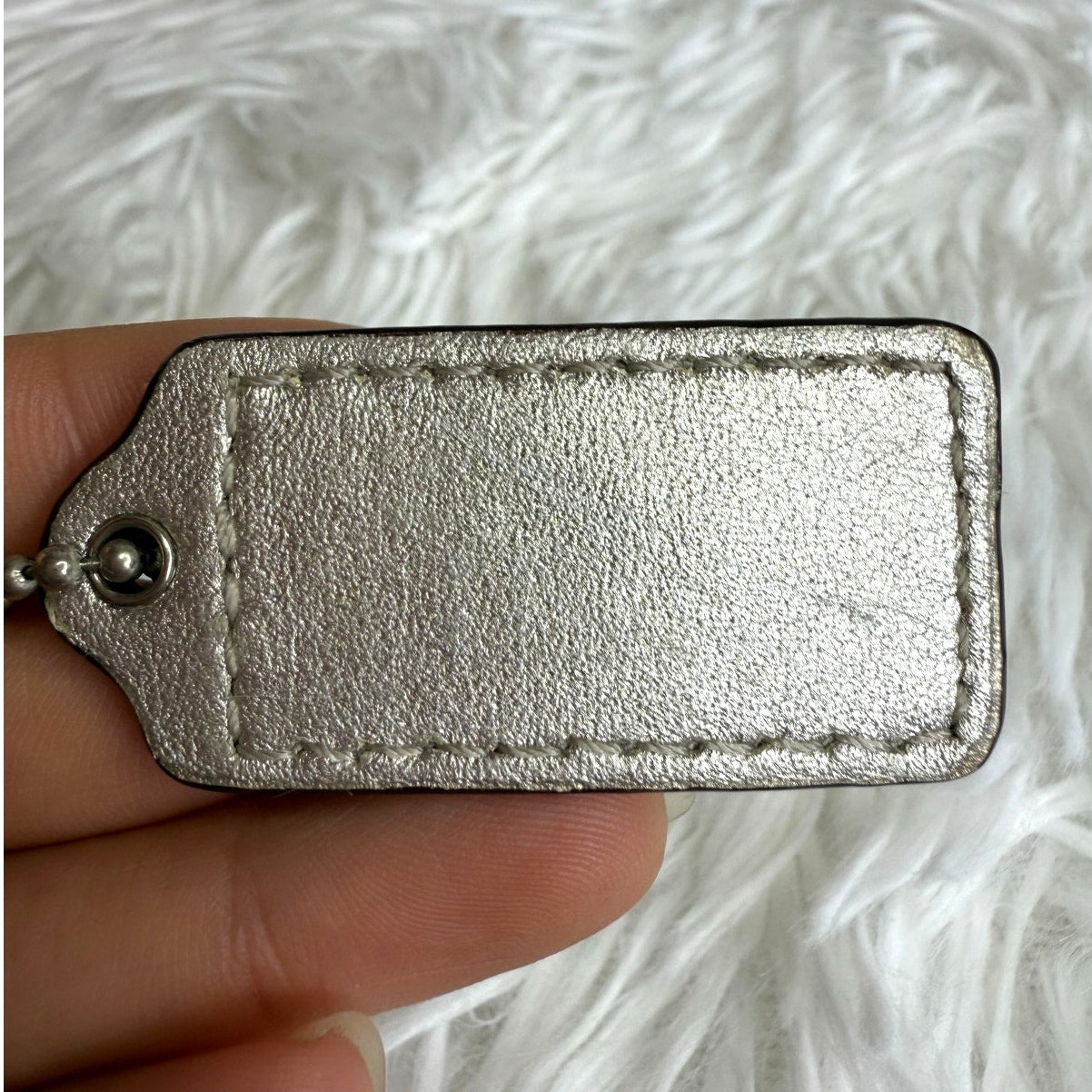 1.5" COACH Silver Fob Bag Charm Hang tag Hangtag