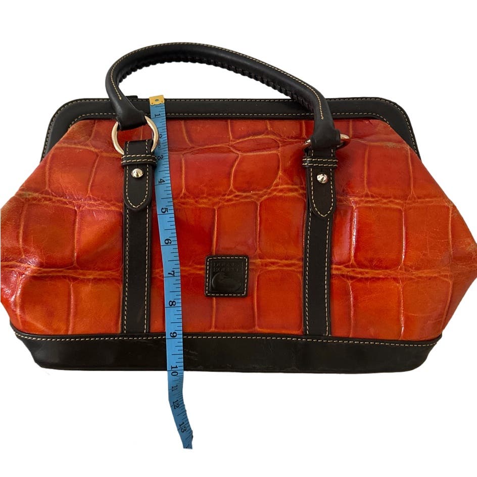 DOONEY & BOURKE Animal Print Orange and Brown Top Handle Shoulder Bag