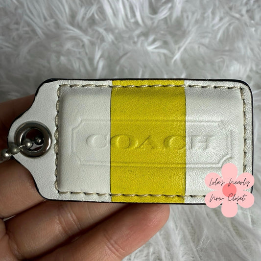 2.5" COACH Colorblock White Yellow Fob Bag Charm Hang tag Hangtag