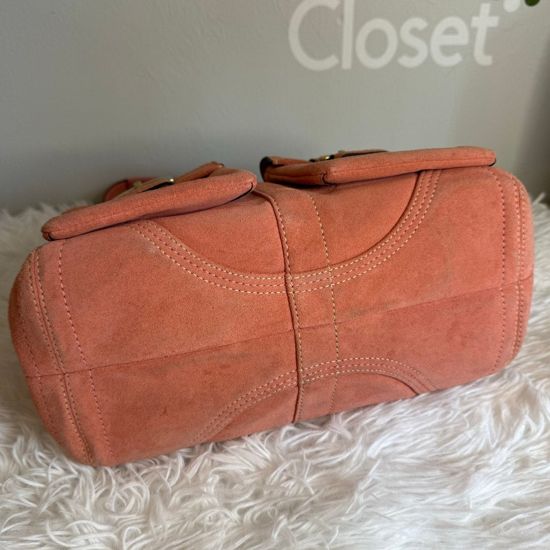 y2k COACH Vintage Soho Buckle Tan Suede Satchel Handbag