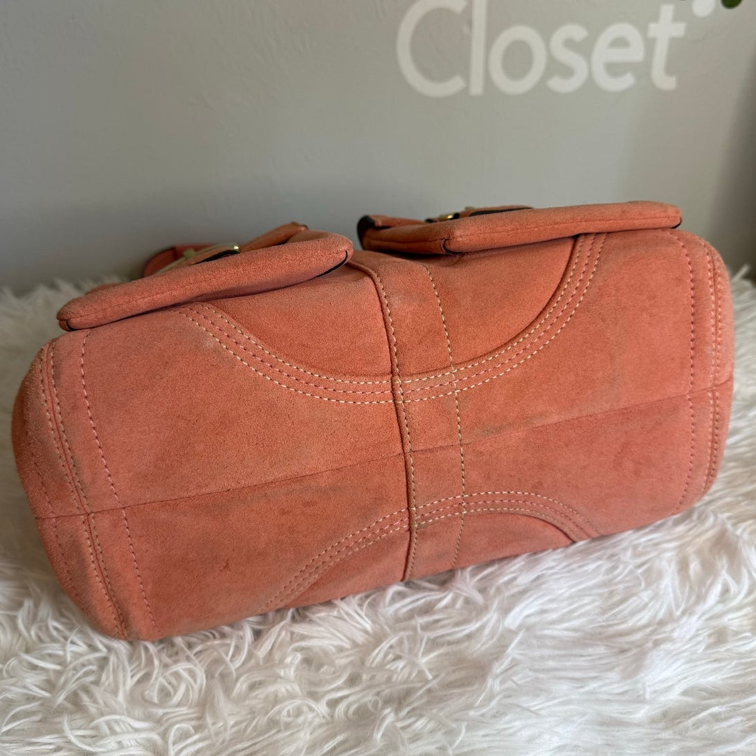 y2k COACH Vintage Soho Buckle Tan Suede Satchel Handbag