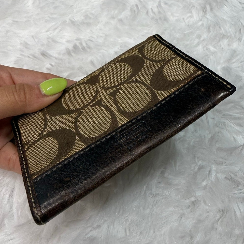 SALE y2k COACH Brown Signature Canvas Card holder Coin Purse