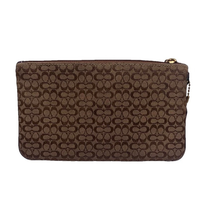 COACH Brown Signature Canvas Wristlet