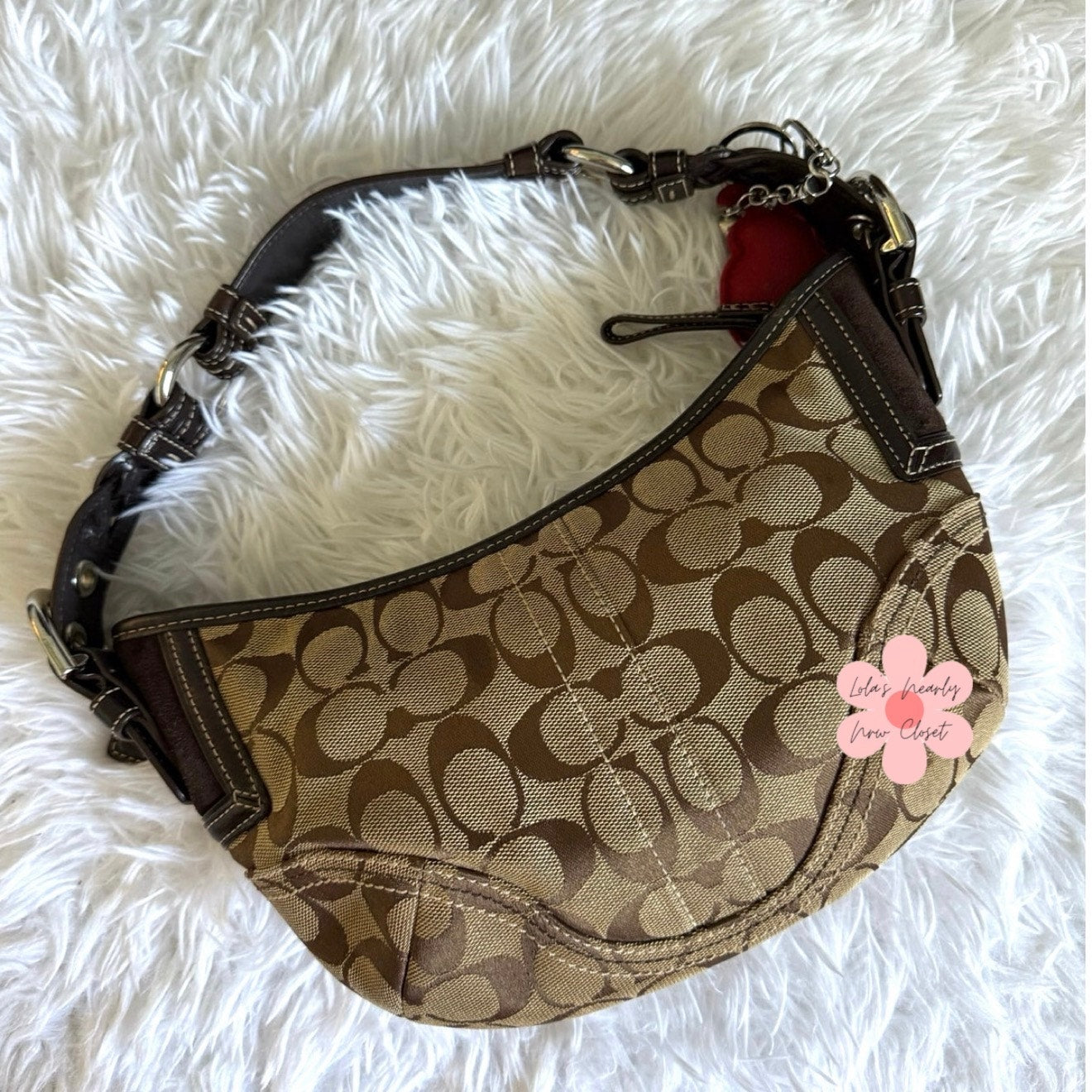 y2k COACH 2006 Brown Signature Hobo Shoulder Bag