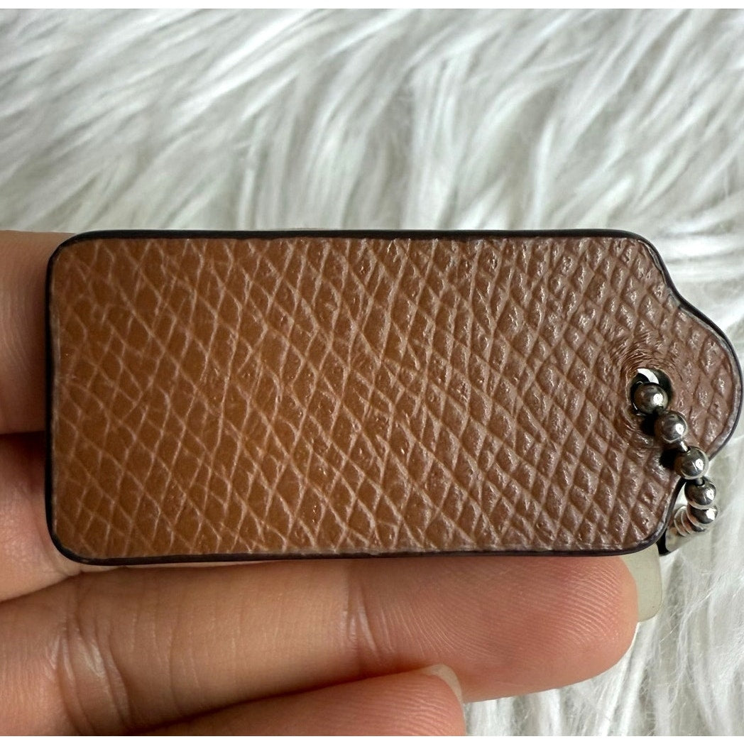 1.5" COACH Brown Fob Bag Charm Hang tag Hangtag