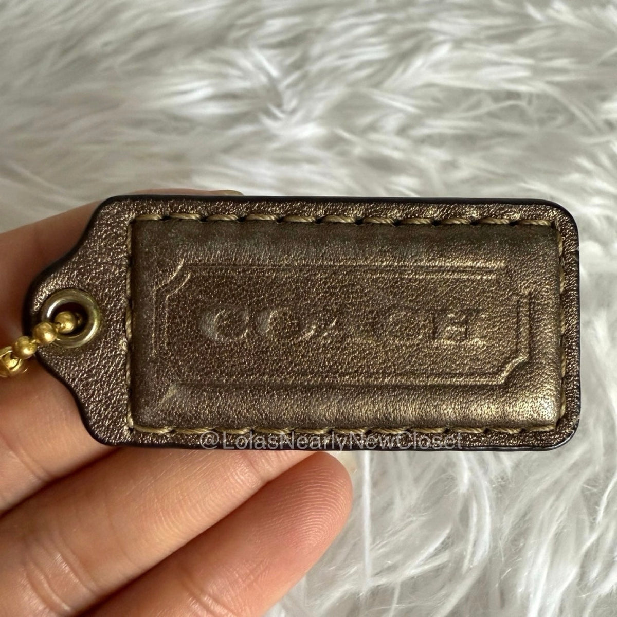 2" Coach Bronze Fob Bag Charm Hang tag Hangtag