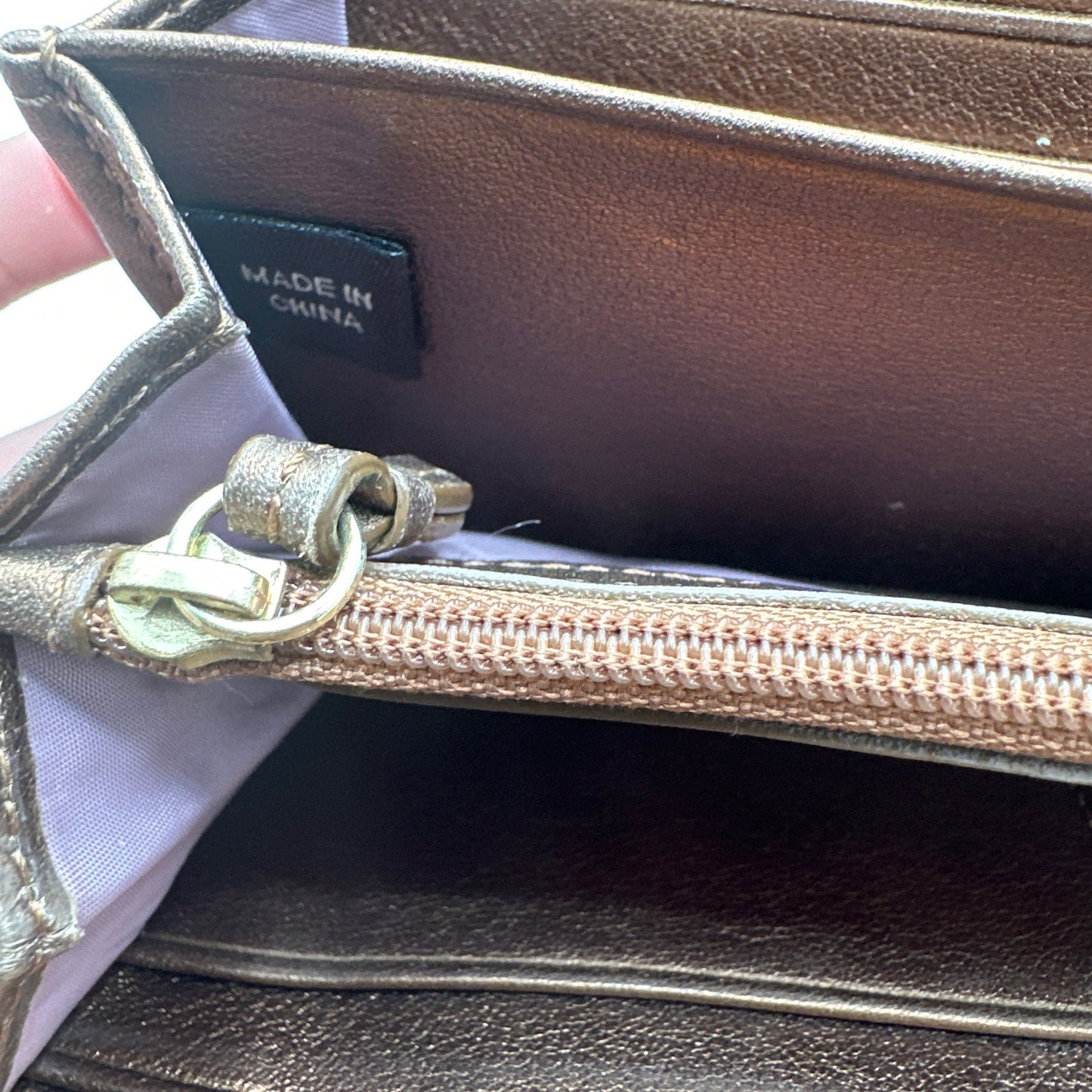 COACH Bronze Zip Around Buckle Wallet