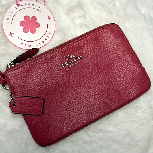 COACH Fuchsia Double Zipper Wristlet