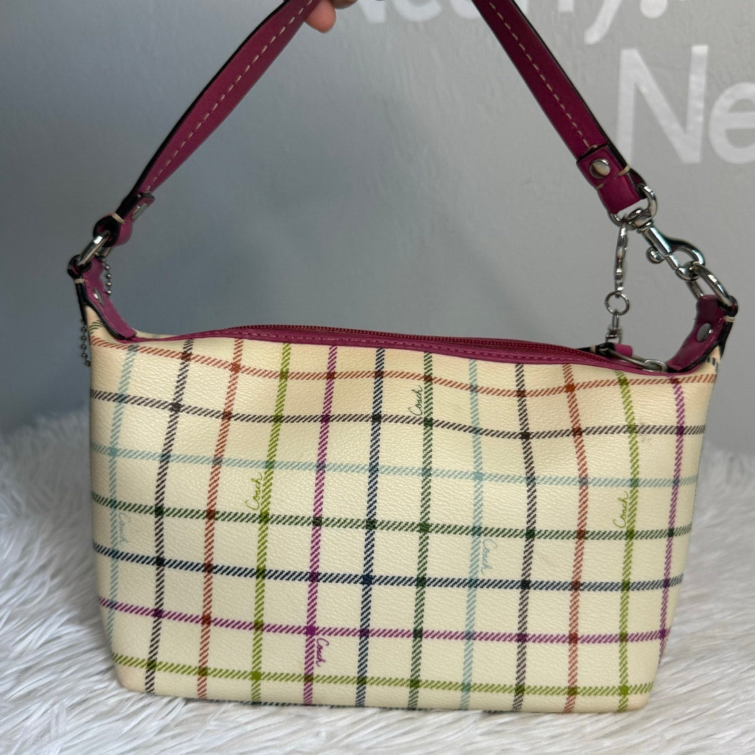 y2k COACH Heritage Plaid Mini Purse Shoulder Bag Wristlet