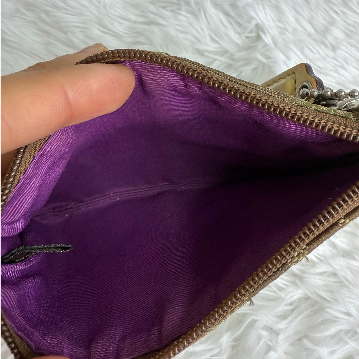 SALE COACH Signature Brown Wristlet