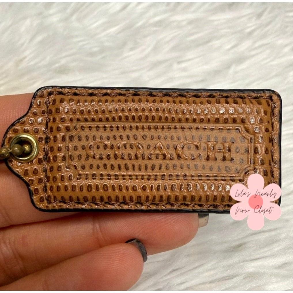 2” COACH Brown Snakeskin Exotic Leather Fob Bag Charm Hang tag Hangtag