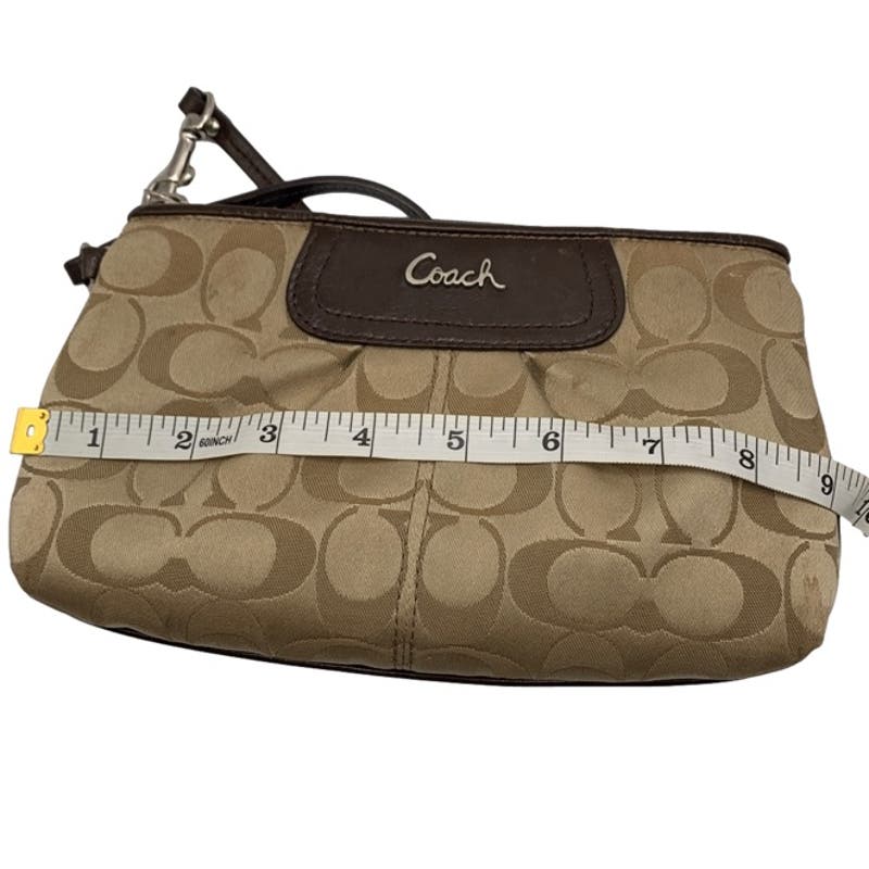 COACH Brown Signature Canvas Wristlet