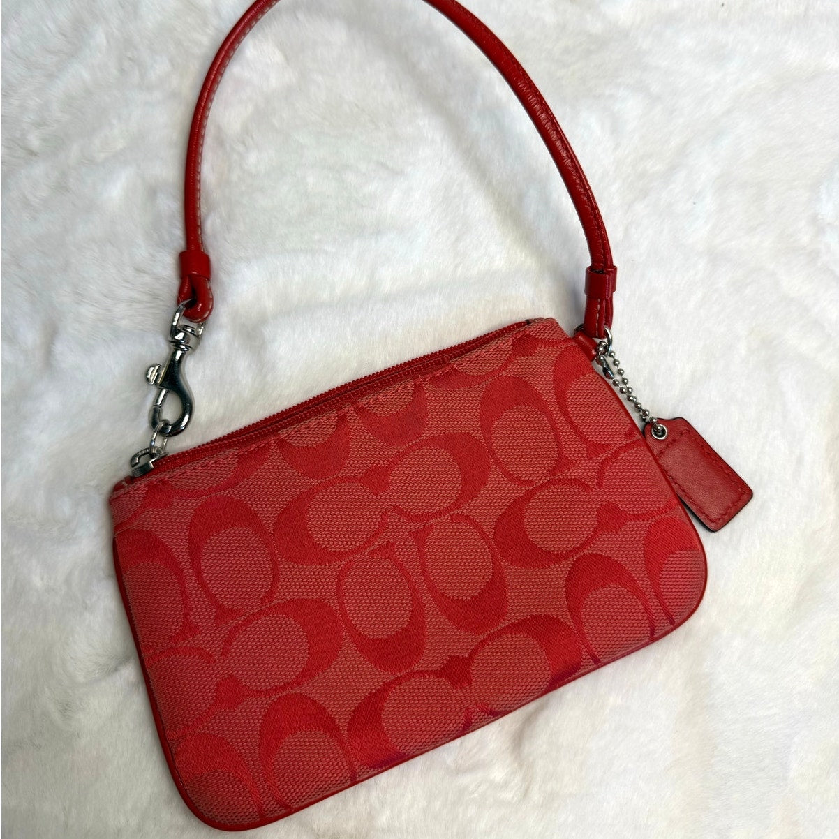 y2k COACH Red Signature Canvas Wristlet