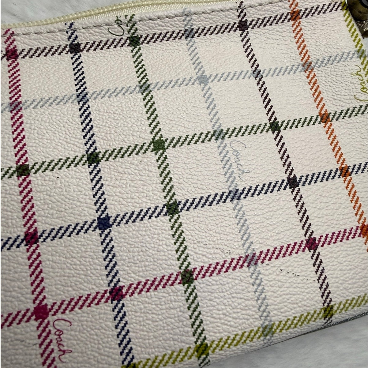 Coach Peyton Tattersall Plaid Wristlet