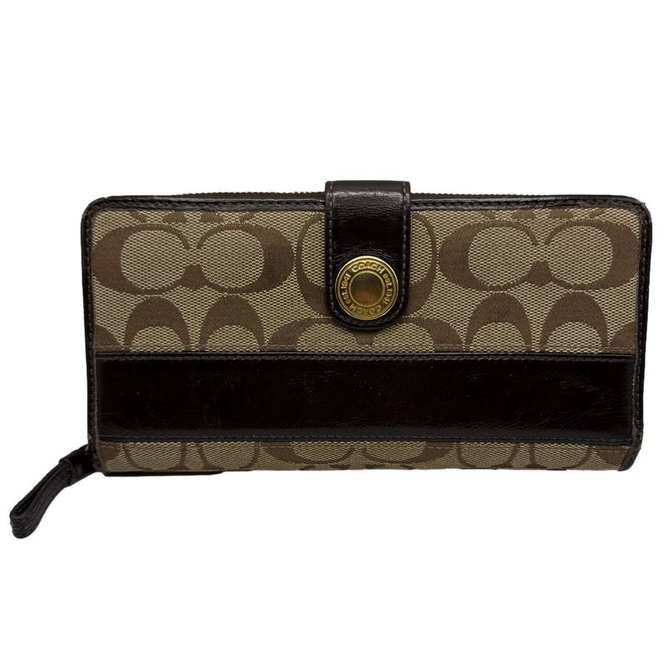 COACH Brown Signature Canvas Wallet