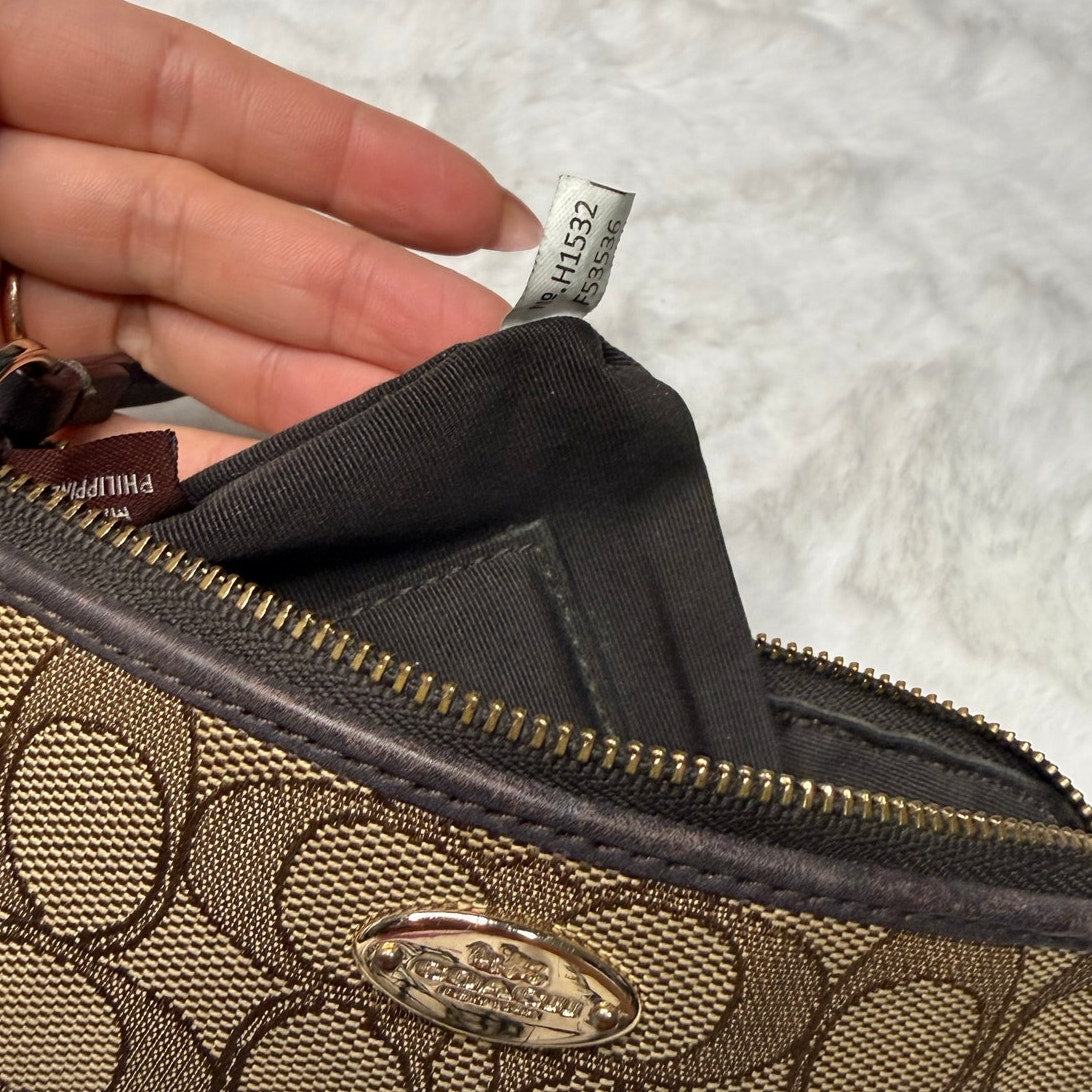 SALE COACH Brown Signature Wristlet