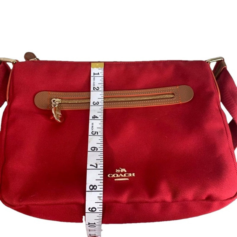 COACH Red Orange Brown Nylon Crossbody