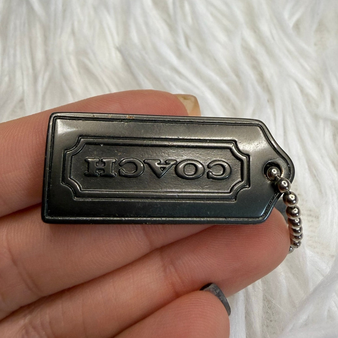 1.5" COACH Gunmetal y2k Fob Bag Charm Hang tag Hangtag