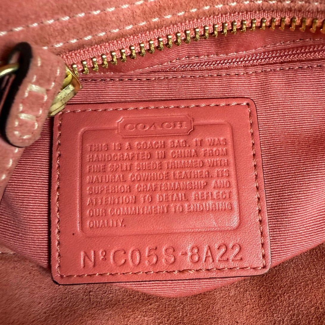 y2k COACH Vintage Soho Buckle Tan Suede Satchel Handbag