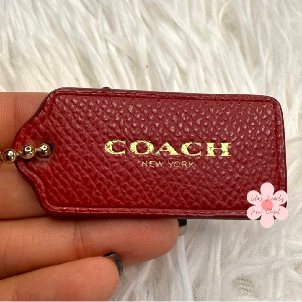 2" COACH Red Fob Bag Charm Hang tag Hangtag
