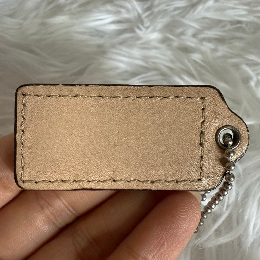 2" COACH Beige Fob Bag Charm Hang tag Hangtag
