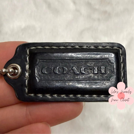 1.5" COACH Black Fob Bag Charm Hang tag Hangtag