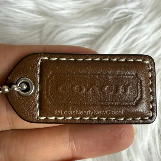 1.5" y2k COACH Brown Fob Bag Charm Hang tag Hangtag