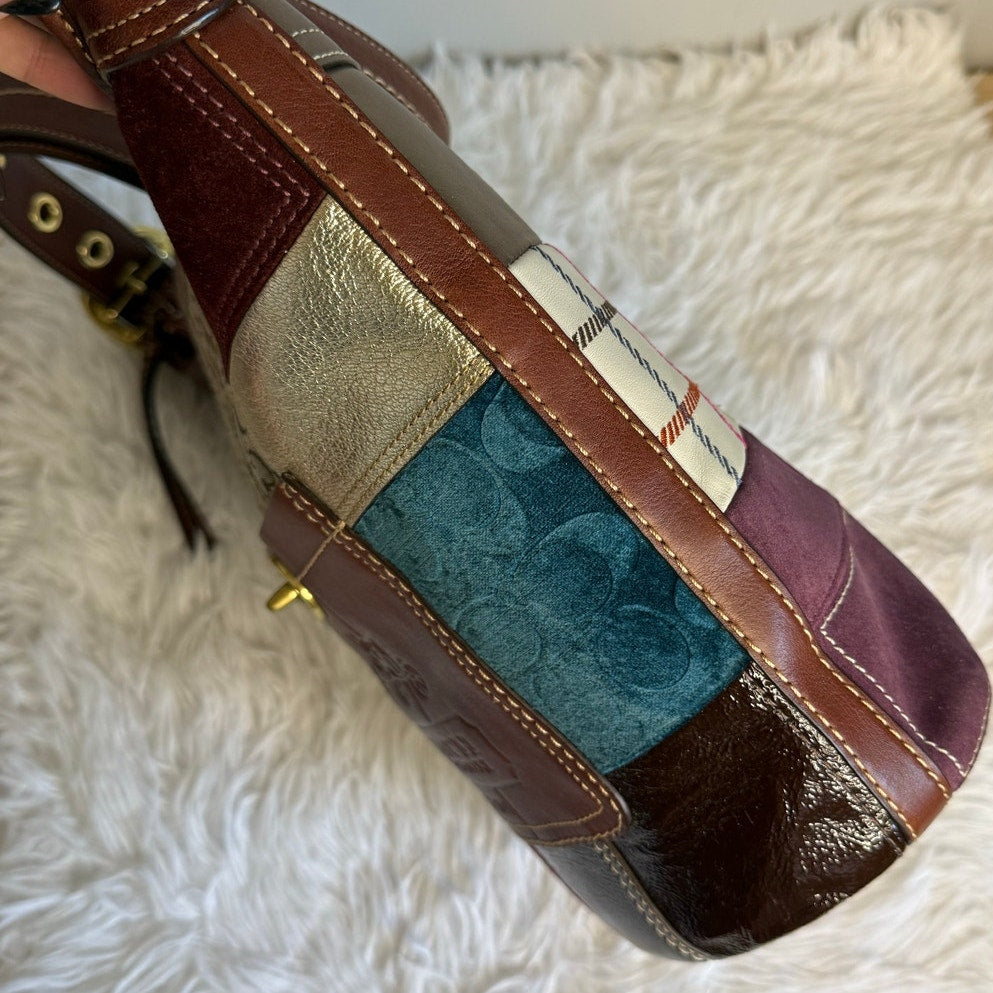 y2k Coach Bleeker 11356 Holiday Patchwork Hobo Bag Purse