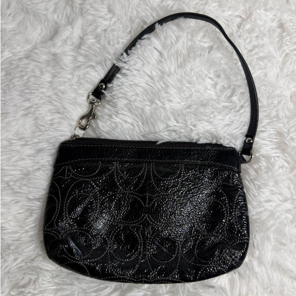COACH Black Patent Leather Wristlet