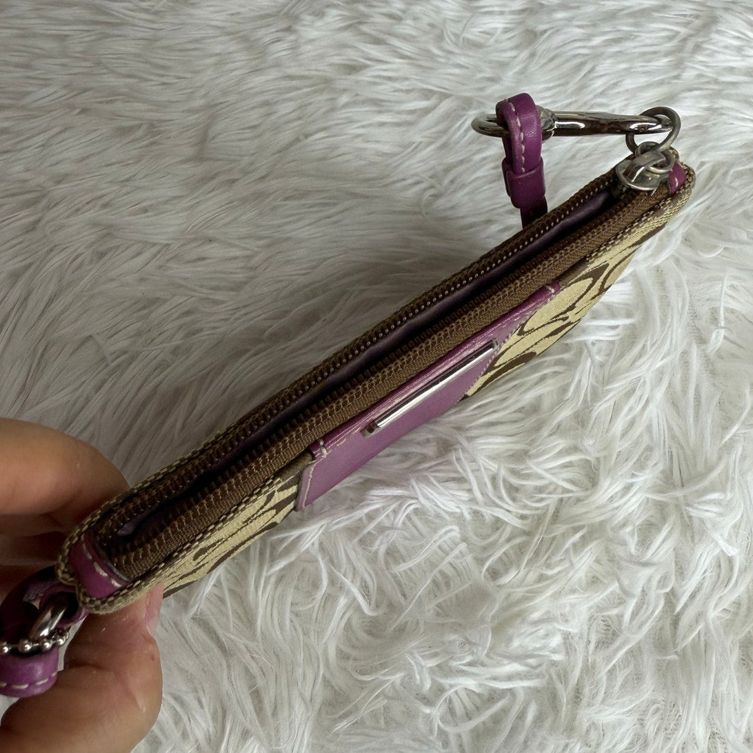 COACH y2k Purple Brown Signature Canvas Wristlet