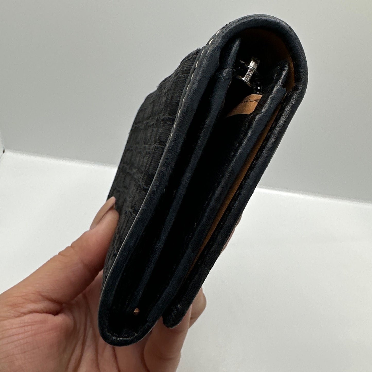 y2k Coach Vintage Black Signature Canvas Hampton Buckle Wallet