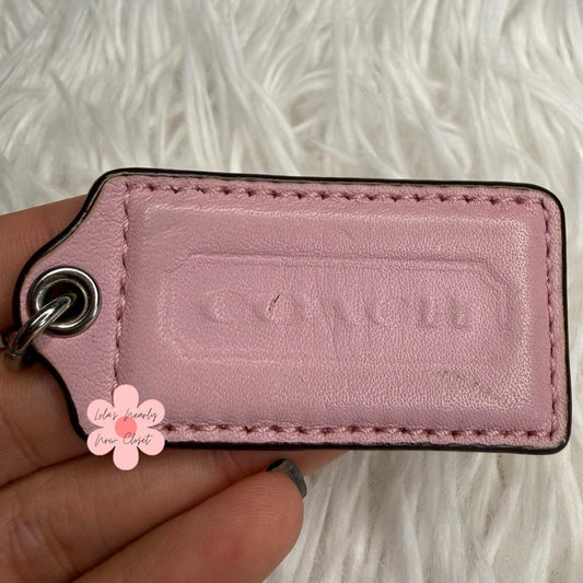 2" COACH Pink Orange Patent Leather Fob Bag Charm Hang tag Hangtag