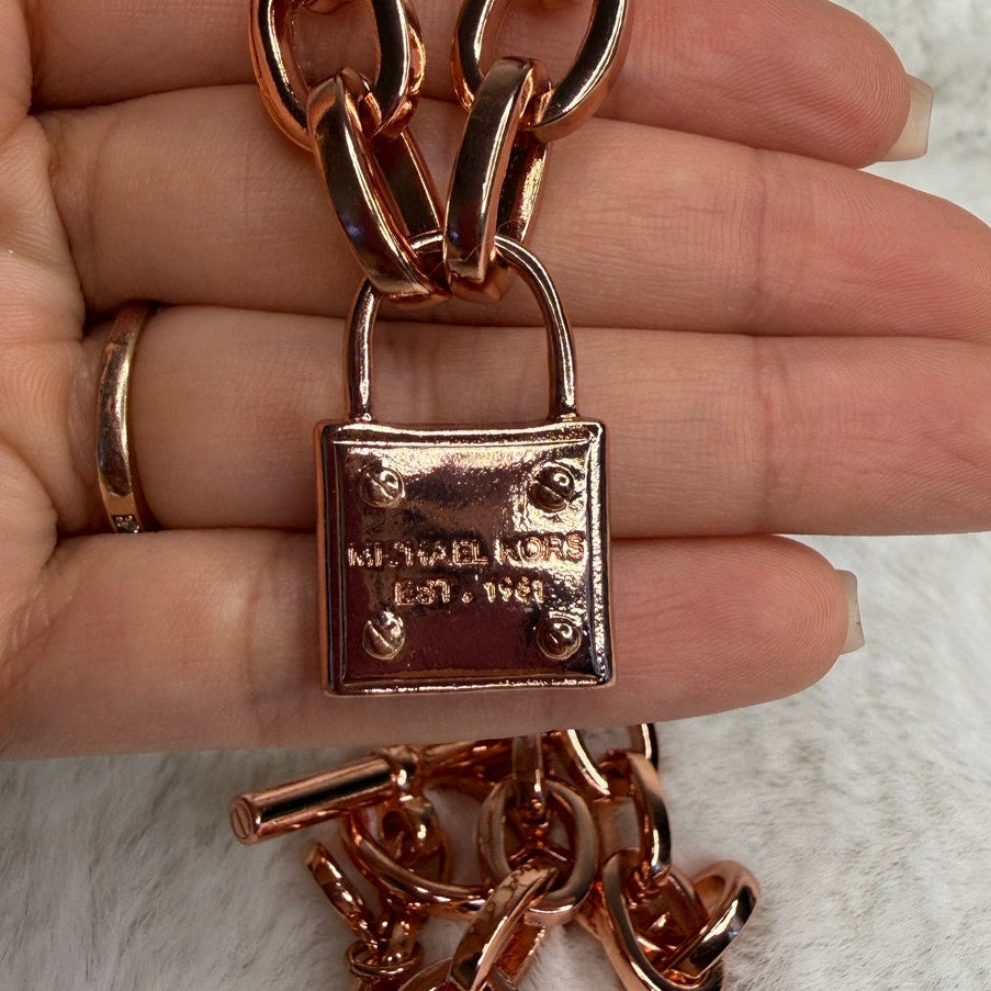 MICHAEL KORS Est 1981 Rose Gold-tone Padlock Pendant Chain Necklace