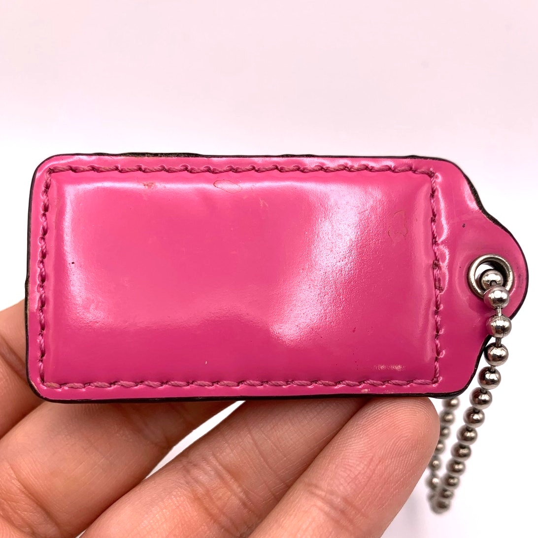 2" COACH Pink Patent Leather Fob Bag Charm Hang tag Hangtag
